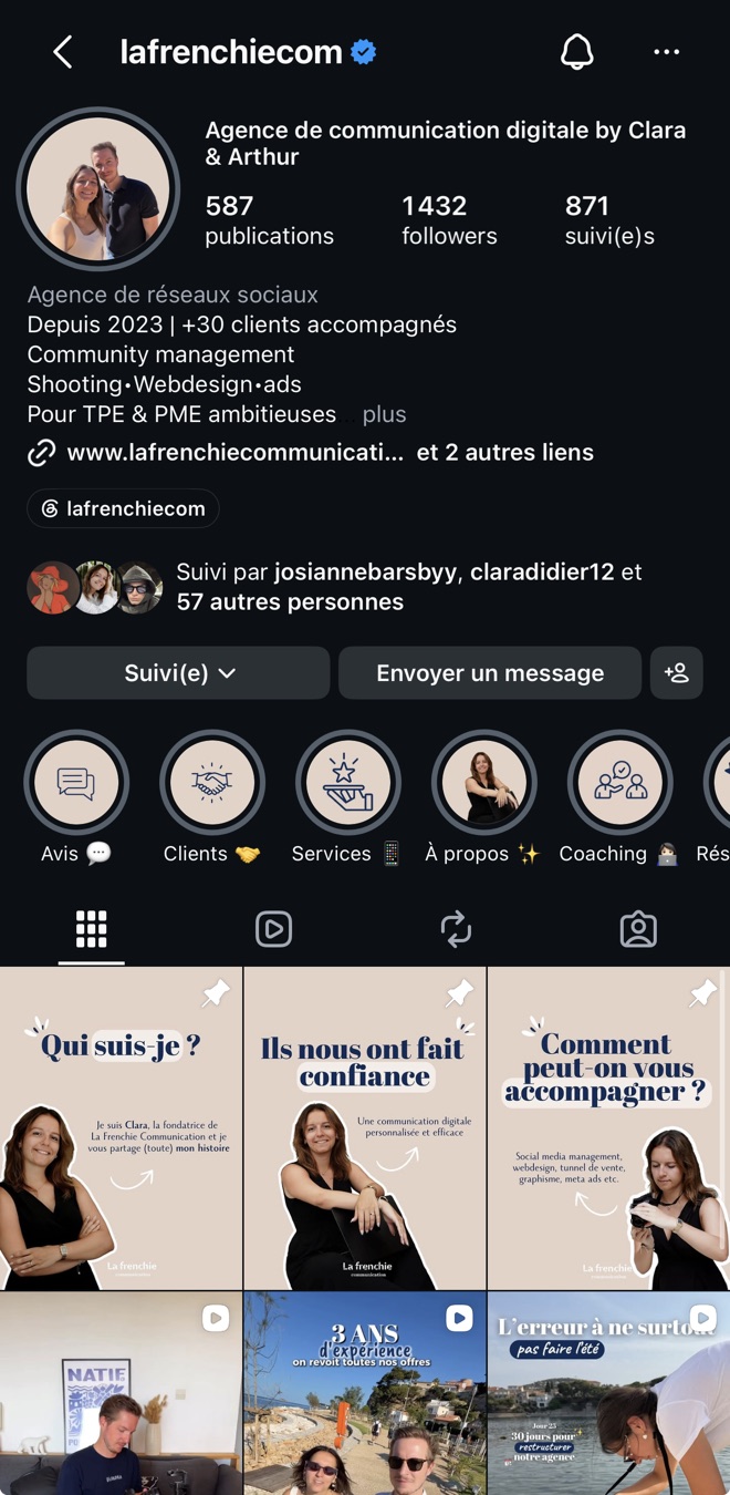 Le compte Instagram @lafrenchiecom